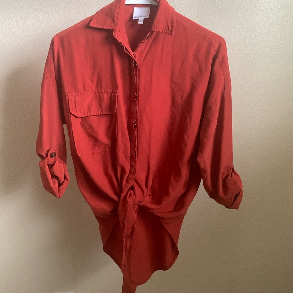 Front Tie Stylish Boho Button Down With Adjustabl… - image 1